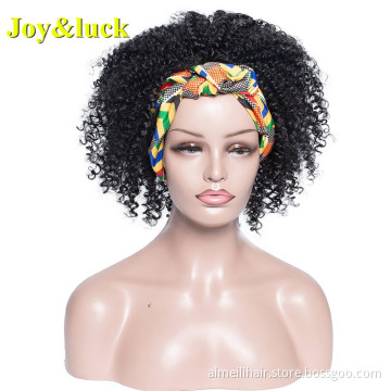 Colored Hairband Wholesale Prices for Black Women Scarf Wig Black Hair Short Afro Kinky Curly Headband Wig Synthetic Hair Wigs